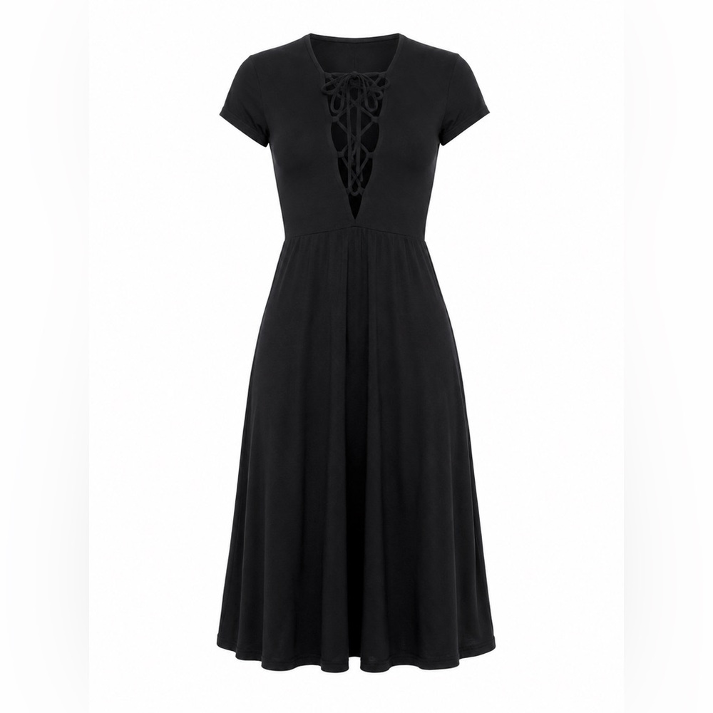 Reformation Lace-Up TENCEL Jersey Midi Dress | Black, XS